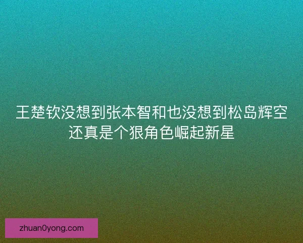 王楚钦没想到张本智和也没想到松岛辉空还真是个狠角色崛起新星